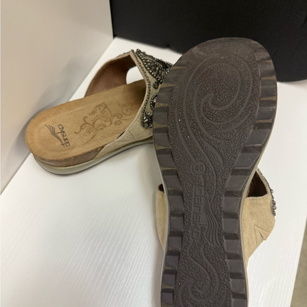 Dansko Beige Embellished Mules